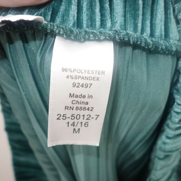 NEW RR Roaman's Green Velour Velvet Pleated Crinkled Skirt Women's 14/16 - Picture 4 of 4